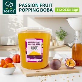 Soeos Passion Fruit Popping Boba Pearls, Bursting Boba Pearls for Bubble Tea, Beverages, Shakes, Desserts, Smoothie and Ice Cream Topping (7LB, 1 Pack)
