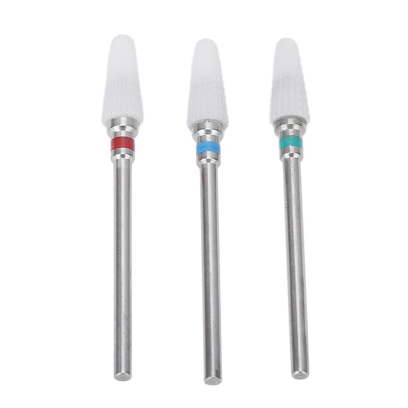 3pcs Ceramic Nail Drill Bit Set Gel Removal Nail Polishing