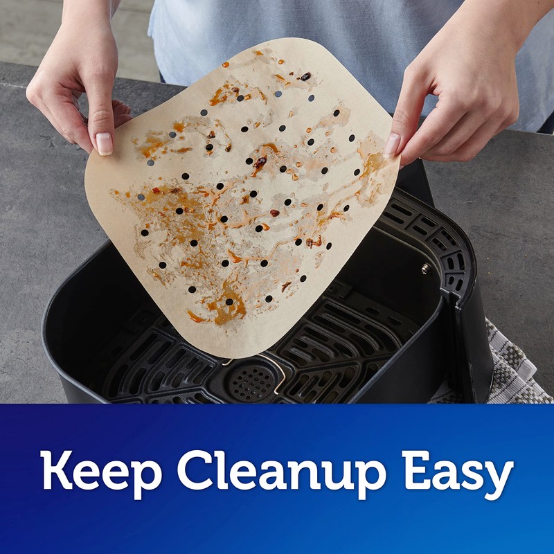 Reynolds Kitchens Air Fryer Liners Disposable, Unbleached Parchment Paper Sheets,