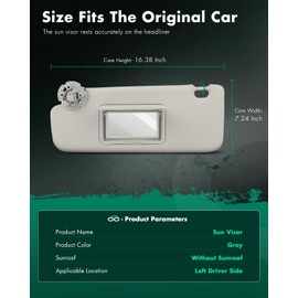 Gray Left Driver Side Car Sun Visor Without Sunroof for 2012-2016 for Chevy for Sonic,Replacement Assembly P95327509