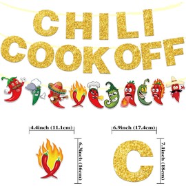 Chili Cook Off banner Decorations, Chili Contest Tasting Competition Party Banners Glittery Chili Festival Party Supplies