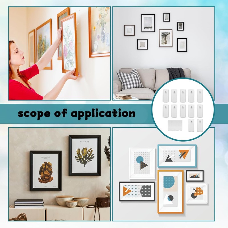 14pcs Command Picture Hooks, No More Nails Picture Hanging Strips,