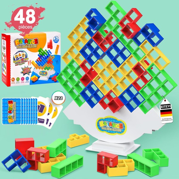 EITEYI Tetris Building Blocks, 48 Pieces, Tetris Tower/Tetra Tower, Stackable