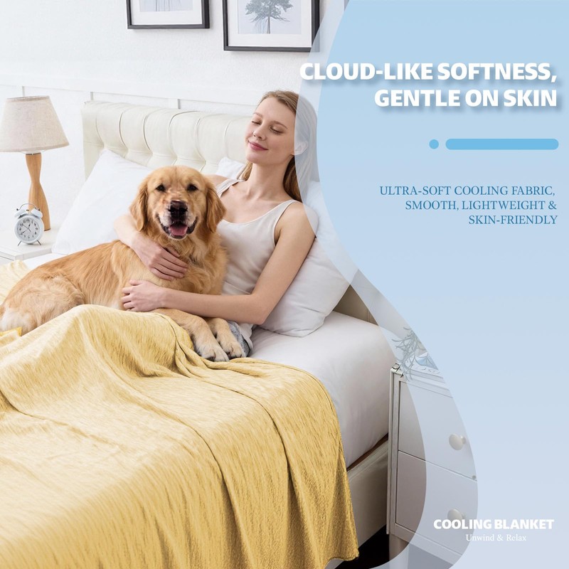 Cooling Blanket Throw Size, 50"x70" Cooling Blankets for Hot Sleepers,