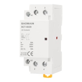 Baomain AC Contactor 50A 2 Pole Normally Open Universal Circuit Control 35mm DIN Rail Mount CE Listed BCT-50/20（2 NO,AC24V)