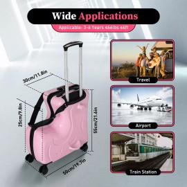 Pink Portable Children's Travel Thickening Trolley Case Kids Luggage 25*55cm NEW