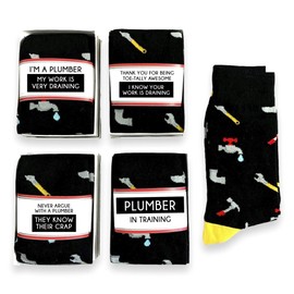 Doodle Beads Plumber Novelty Dress Socks, Funny Plumbing Gifts for Men Women Cute Casual Crew Socks (never argue)