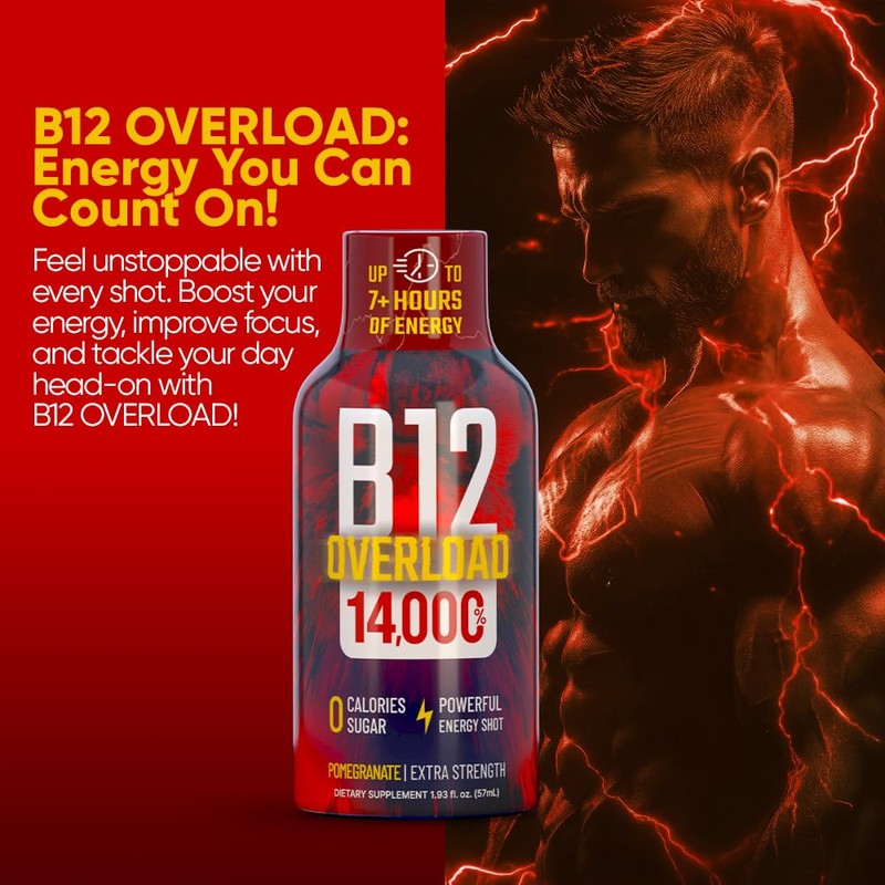 B12 Overload Energy Shots Pomegranate - 24pk Shots