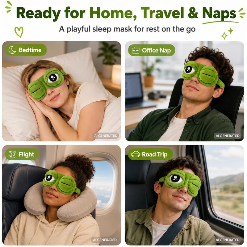 3D Frog Sleep Mask, Antifaz Para Dormir Gracioso, Frog Eye