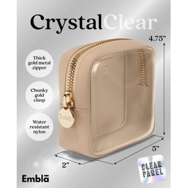Embla Clear Cosmetic Bag Mini Big Makeup Bag Women Clear Pouch Cosmetics Bags Zipper Cute Pouches Make Up Travel Toiletry Essentials Preppy Pink Purse Organizer Bags (Sand, Mini)