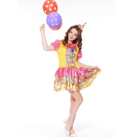 KalcyKizz Women's Color Circus Clown Costume (S)