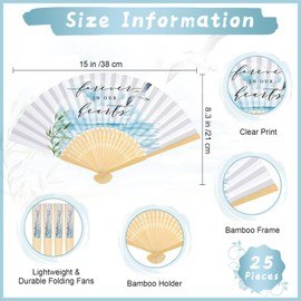 Threehoney 25 Pcs Funeral Sympathy Gifts Favor Bulk Seagull Memorial Handheld Paper Celebration of Life Decorations Fans Forever in Our Hearts Folding Fan for Guest Funeral Condolence Sympathy Gift