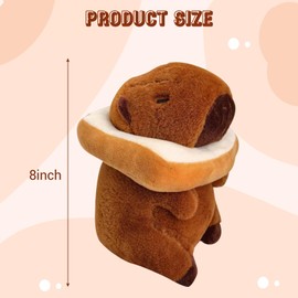 Asheyya 23cm Capybara Plush with Bread Headgear, Cute Animal Capybara Teddy