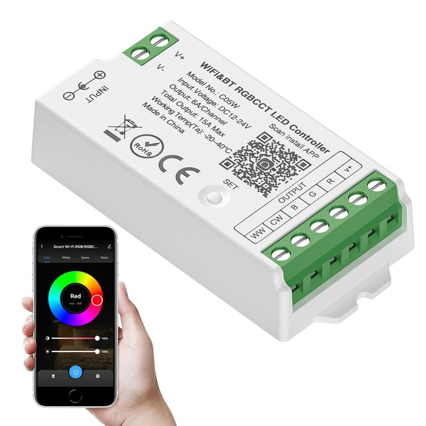 SEZO C05W WiFi Bluetooth RGBCCT LED Strip Controller Group Control