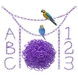 Hyamass 200-Piece Purple Plastic Chain Links & Toys - Interlocking C-Clip Bird Cage Accessories for Parakeets, Sugar Gliders, Small Pets (Climbing/Swinging Toys)