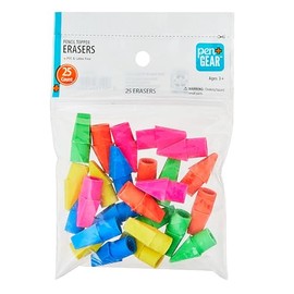 Pencil Topper Erasers, Assorted Colors (Pack of 25), 0.625 Inches