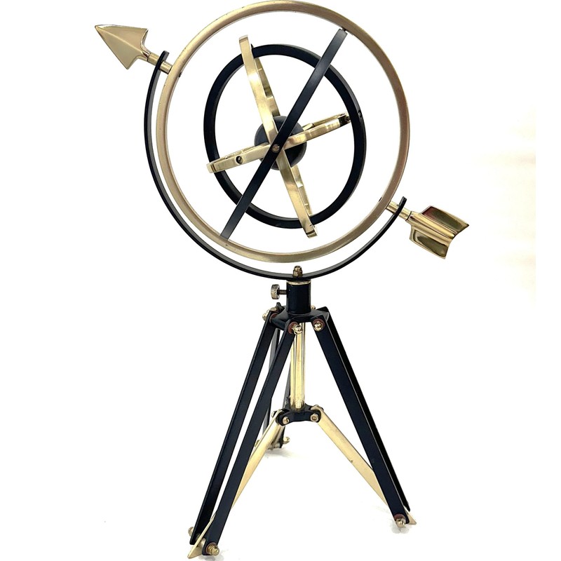 Metal Armillary Sphere Globe with Tripod Stand, 17" Black and