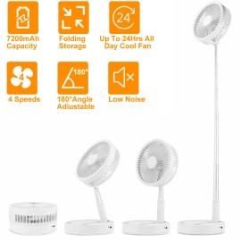 Paddsun New Stand Fan Portable Folding Pedestal Telescopic Table Floor Fan USB Charging