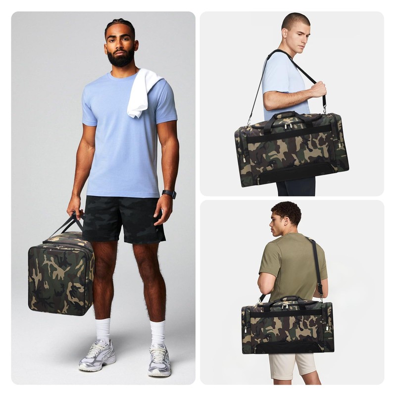LONALIA 24 inch Gym Duffle Bag with Shoe Compartment -