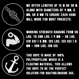 ROPE & CORD Rope & Cord Polypropylene 5/16" Utility Rope C Strong All-Purpose Rope for Camping, Flag Poles, Landscaping & More! C White