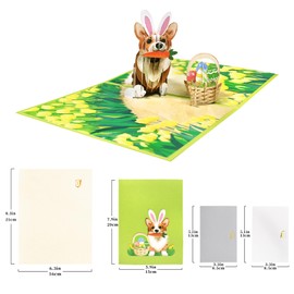 GREETING ART Easter Cards, Dog with Tulips Basket Card, Spring Holiday Cards, Easter Gifts for Friends, Family, Kids