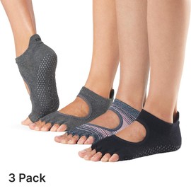 Toesox Women's Bellarina Half Toe Grip Socks - Multi Pack Non-Slip Pilates & Yoga Socks with Grips, Barre & Dance Socks