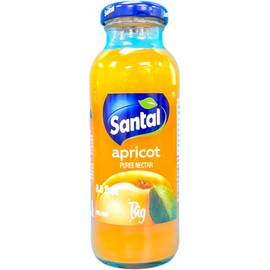Santal 100% Natural Apricot Fruit Juice Pack of 12 Bottles (8.5 FL OZ Each) Premium Quality, No Artificial Flavors, Non-GMO, Gluten-Free Made in Italy