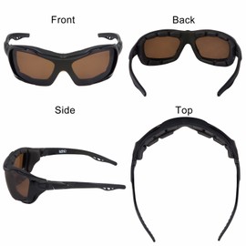 WYND Blocker Polarized Riding Sunglasses Extreme Sports Wrap Motorcycle Glasses (Black/Amber)