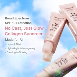 medicube No Cast Just Glow Collagen Sunscreen | SPF 50 Broad Spectrum Face Sunscreen | Lightweight, Non-Sticky, Hydrating Formula | Peptide, Cica for Soothing & Glow | Korean Skincare