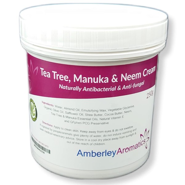 Tea Tree, Manuka & Neem Cream 250g - Antibacterial, Anti-fungal, Antiseptic, Anti-Itch, Dry and Cracked Skin