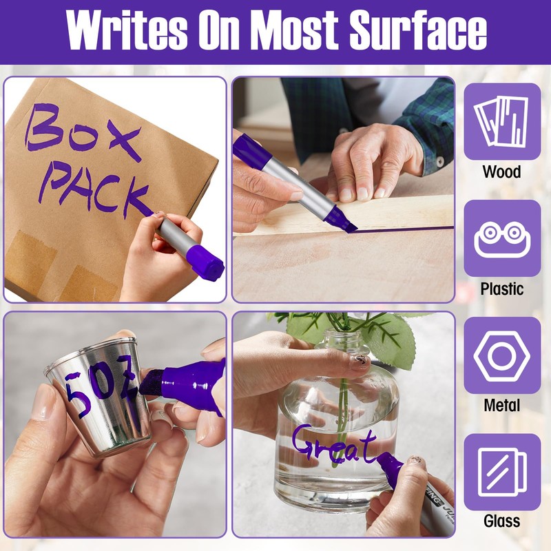 Fuutreo 10 Pack Jumbo Permanent Markers Bulk Large Chisel Tip