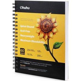 Ohuhu Sketchbook- 120 Pages/60 Sheets - Portrait - 200GSM Heavy Smooth Drawing Papers - Sketch Book Spiral Bound for Drawing and Sketching, Hardback Sketch Pad, 19.3x25.4cm/7.6x10"