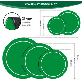 nuveti 24/31/47/55 inch Round Poker Mat for Texas Holdem | Portable Poker Table Top with Art Deco Layout Print 8 Player Game Layout Mat to Play Cards, Poker Games, Blackjack, Casino