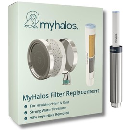 MyHalos® Hand Hard Water Shower Filter Cartridge Replacement - Professional Home and Travel Power Filtered Shower Head Filter, Chlorine & Heavy Metal Removal - Water Softener, High Pressure - 3 Month
