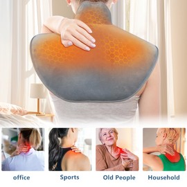 Rechargeable Portable Shoulder and Neck Heating Pad, Wearable Heater 4 Levels of Temperature Settings and 6 Levels of Timed Auto Off, Relieve Shoulder and Neck Pain