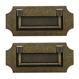 Antrader 2 Pcs Zinc Alloy Handle Drawer Hidden Drawer Cabinet Embedded Pull Ring Door Handle with Two M4*25, Two M4*40 Screws, Bronze