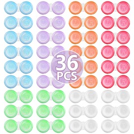 Phyyixs 36 Pack Contact Lens Cases Bulk, Transparent Cute Contact Lens Case for Home & Travel, 6 Color