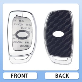 SK CUSTOM Silver zinc alloy Smart Key Case Cover Compatible with HYUNDAI ELANTRA ELANTRA GT IONIQ IONIQ ELECTRIC IONIQ HYBRID TUCSON Keyless Car Remote Accessory