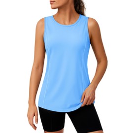 TACVASEN Womens Quick Dry Workout Tank Tops Lightweight Sleeveless Athletic Shirts UPF 80+ Sun Protection Yoga Shirts Waterfall Blue XL