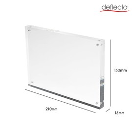 Deflecto 15mm A5 Magnetic Double Sided Acrylic Display Block Photo Frame, Clear, Transparent, Picture Display, (210 x 150 x 15mm)