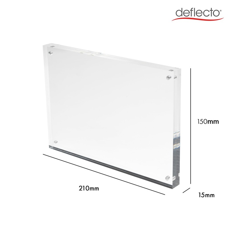 Deflecto 15mm A5 Magnetic Double Sided Acrylic Display Block Photo