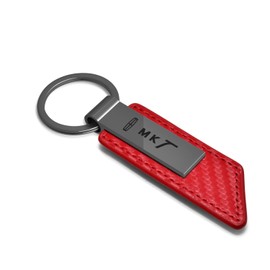 iPick Image for Lincoln MKT Red PU Leather Carbon Fiber Texture Strap Gunmetal Gray Metal Bar LED Printed Logo Key Chain
