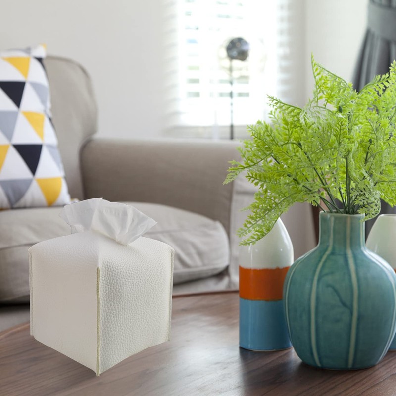 Ulife Mall Tissue Box Cover, Modern PU Leather Square Tissue