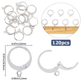 SOFPLATE 1 Box 120Pcs Huggie Earring Hooks Silver Leverback Earring Findings Bulk French Hook Stainless Steel Earwires Lever Back Dangle Earrings Wires for Jewelry Making Supplies DIY Beginners Women