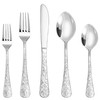 Runfly Vintage Carved Stainless Steel 20 Pieces Flatware Set, Silverware