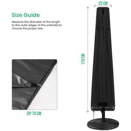 Flatro Parasol Covers Heavy Duty for Garden and Outdoor - Rip Proof, UV Protection and Weather Proof - Parasol Covers Waterproof with Zipper - (Black)