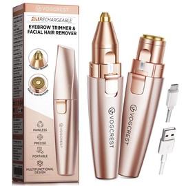 Rechargeable 2-in-1 Eyebrow & Facial Hair Remover for Women, Painless Razor with LED Light for Lips, Body & Daily Gentle Comfort:_Solar Purple_1 Pack