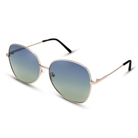 Jeulia Small Round Polarized Sunglasses Retro for Men Women Butterfly Blue-Green Mirrored Lens Metal Frame Sunglasses UV400 Protection for Summer Holiday (Green)