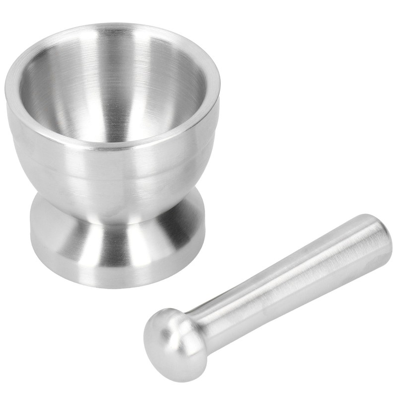 Mortar Pestle Set Stainless Steel Manual Garlic Press Grinder Crusher
