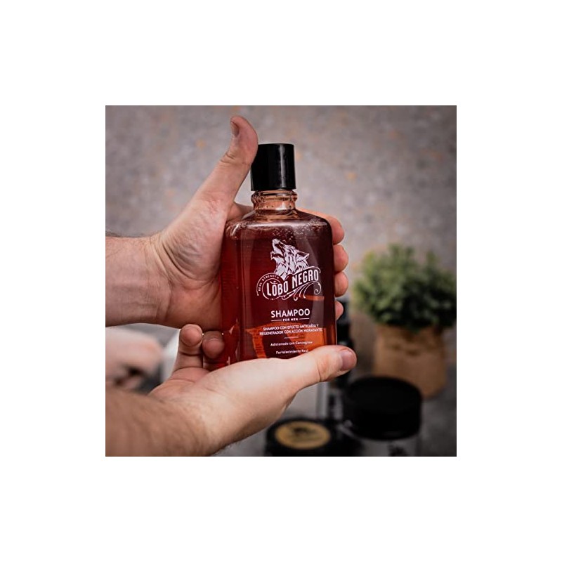 Lobo Shampoo Anticaída y Regenerador Capilar, Lobo Negro. 350 ml.